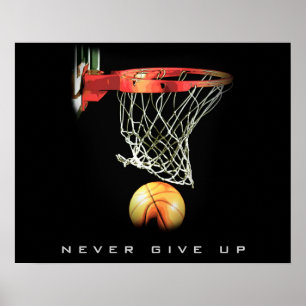 Nunca Desista De Poster Motivacional De Basquete