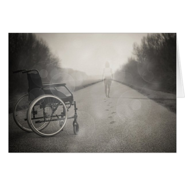 "Nunca desista" saindo do cartão de cadeira de rod (Frente Horizontal)