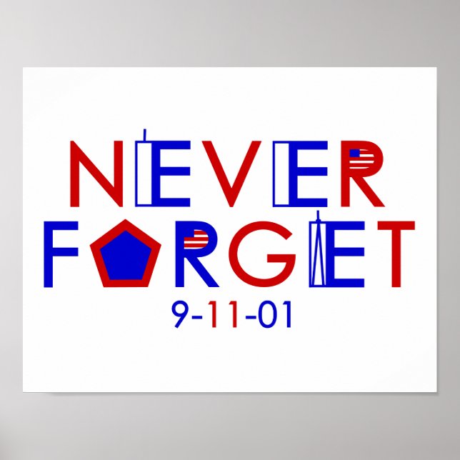 Nunca esqueça o Poster 9-11-01 (Frente)