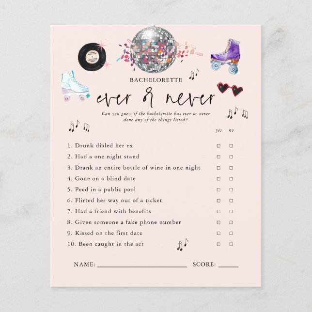 Nunca ou Nunca | Roller Skate Bachelorette (Frente)