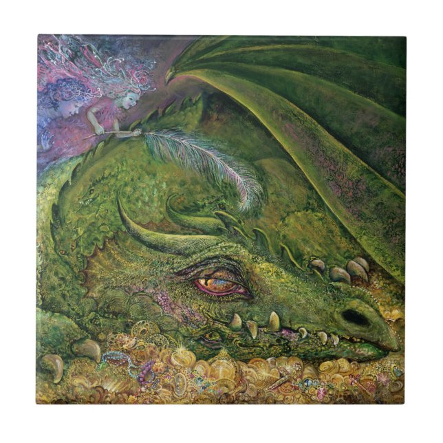 Nunca picar um dragão de dormir 6x6 Azulejo cerâmi (Frente)