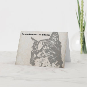 Nunca se sabe que um gato pensa num cartão de aniv