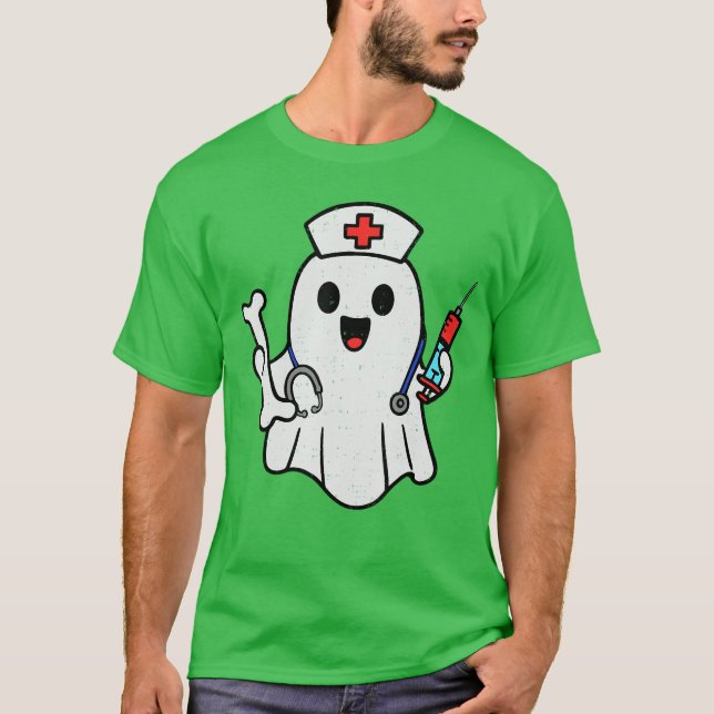 Nurse Ghost Humerus Scrub Top Halloween Healthcare (Frente)