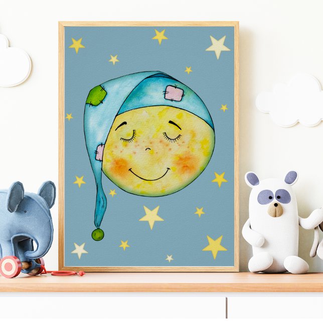 Nursert Wall Art Moon Sun Stars Amarelo Poster (Criador carregado)