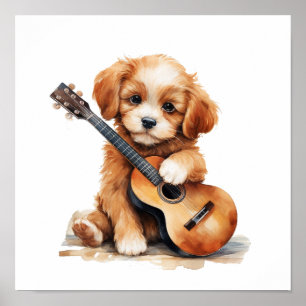 Nursery Art Poster com guitarra