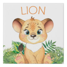 Nursery Baby Lion Faux Canvas