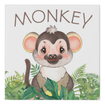 Nursery Baby Monkey Faux Canvas