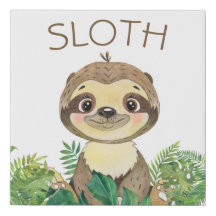 Nursery Baby Sloth Faux Canvas