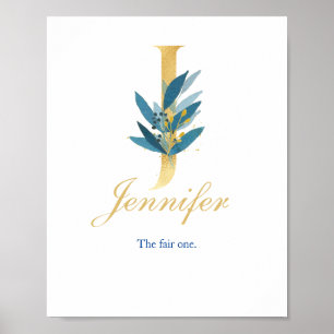 Nursery Impressão Name, Letter J, Baby girl wall a