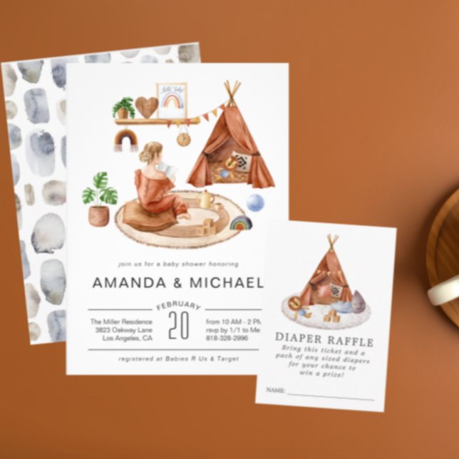 Nursery Neutral Boho | Convite ao Chá de fraldas (Criador carregado)