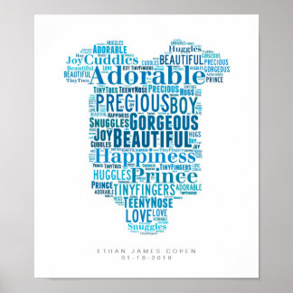 Nursery Poster Baby Boy Babygrowth Newborn Gift