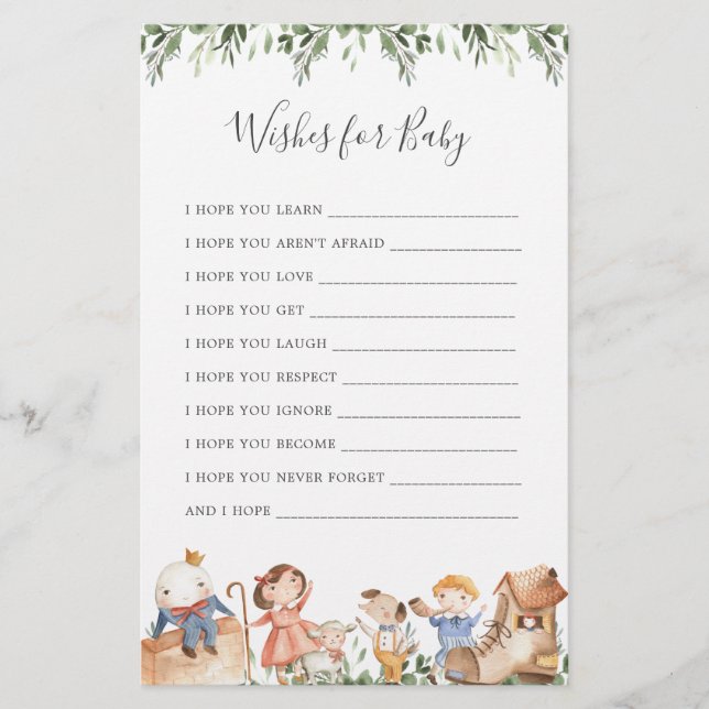 Nursery Rhymes Chá de fraldas Deseja Bebê (Frente)