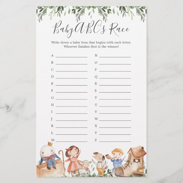 Nursery Rhymes Chá de fraldas jogo de corrida do A (Frente)