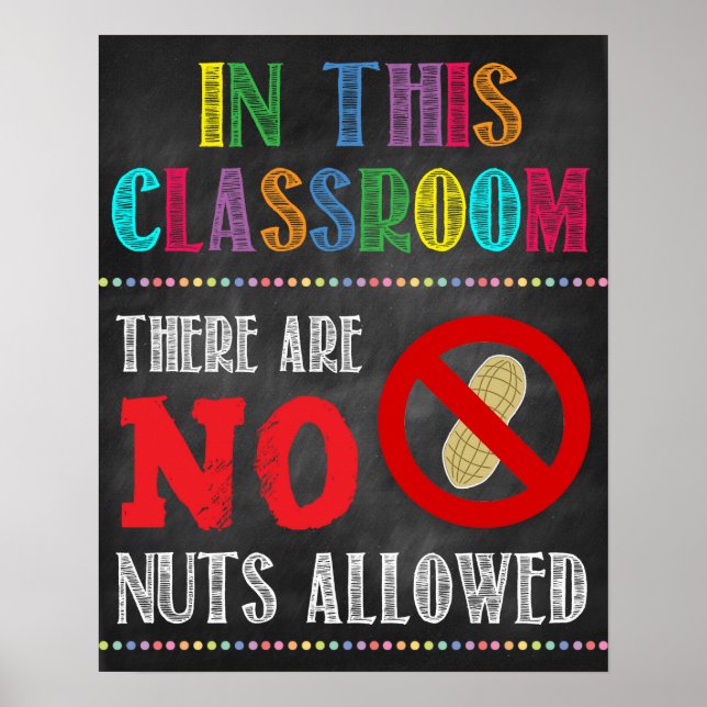 Nut Allergy Classroom Poster (Frente)