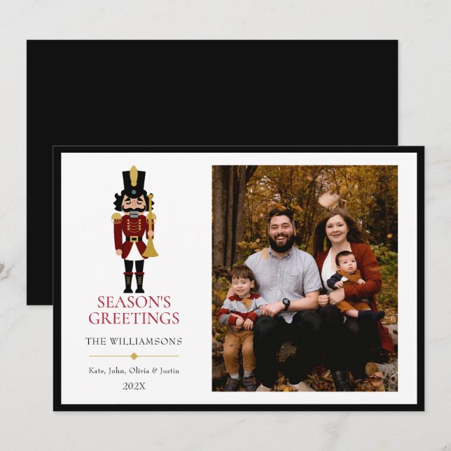 Nutcracker Caprichoso em Cartão de Férias Preto Pl (Frente/Verso)