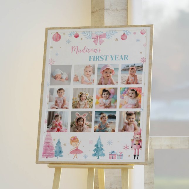 Nutcracker Fairy Birthday Foto Milestone Poster (Criador carregado)