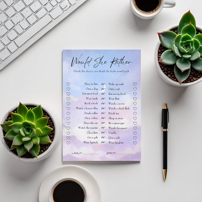 Nuvem 9 Cartão de Jogo para Chá de Noiva "O Que El (Criador carregado)