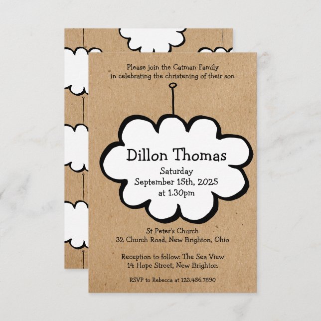 Nuvem em um Convite de Criação de String (Frente/Verso)