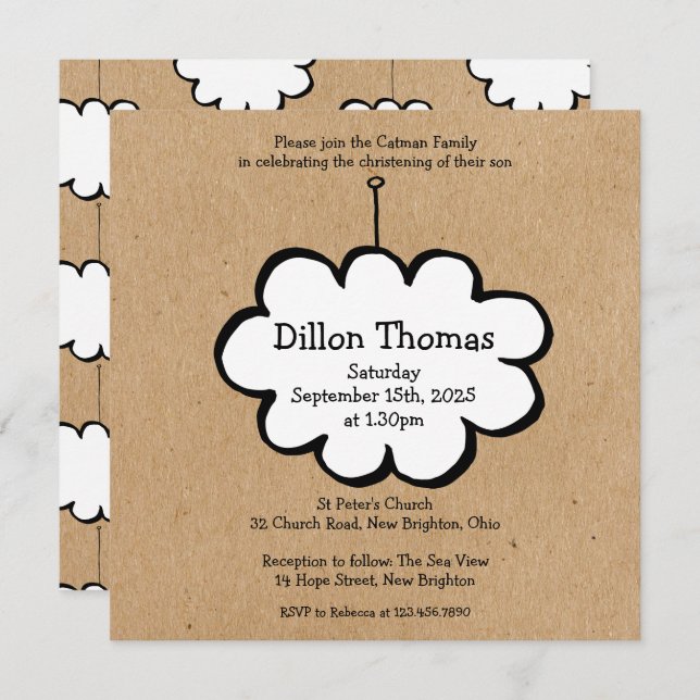 Nuvem em um Convite de Criação de String (Frente/Verso)