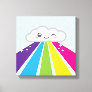 Nuvem Kawaii e Canvas Arco-Íris
