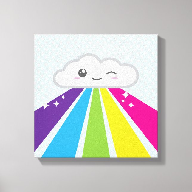 Nuvem Kawaii e Canvas Arco-Íris (Frente)