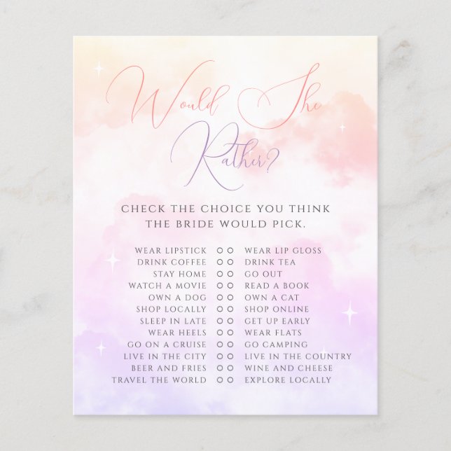 Nuvem Púrpura Rosa Nove Ela Preferencialmente Jogo (Frente)