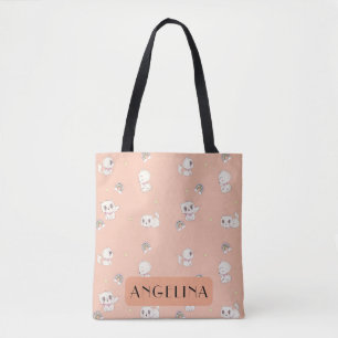 Nuvem Rosa e Arco-Íris, Raparigas Gatos Tote Bag