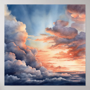 Nuvens Ao Amanhecer Pintura Arte Impressa Poster
