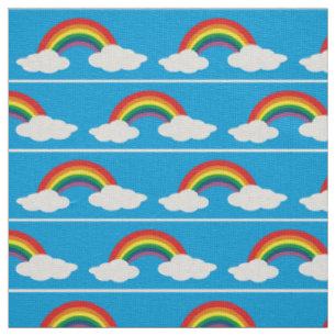 nuvens arco-íris tecido azul aqua