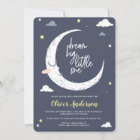 Nuvens, convite de aniversário de lua e estrelas