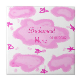 nuvens cor-de-rosa estrelas pastel bridesmaid mode