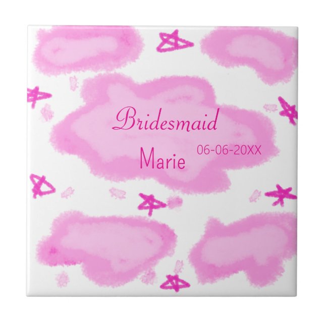 nuvens cor-de-rosa estrelas pastel bridesmaid mode (Frente)