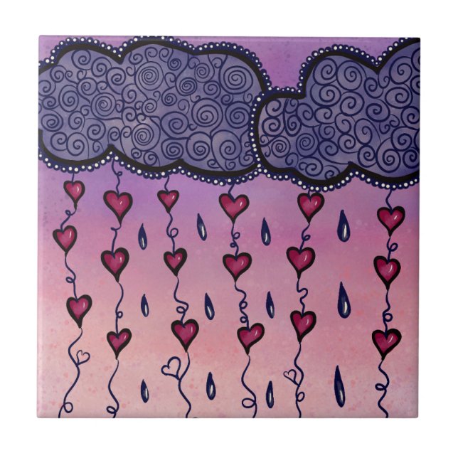 Nuvens, corações e gotas de chuva (Frente)