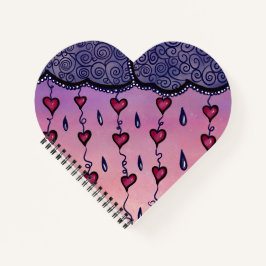 Nuvens, corações e gotas de chuva