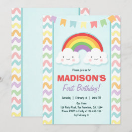 Nuvens de Garotas do Convite de aniversário Arco-Í