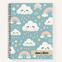 Nuvens de Kawaii e arco-íris, brancas personalizad