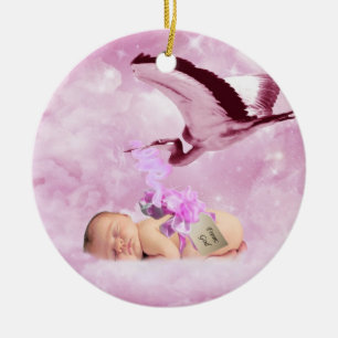 Nuvens do bebé e enfeites de natal cor-de-rosa da