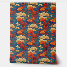 Nuvens e flores japonesas