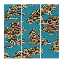 Nuvens em céus azuis retro-arte de verão