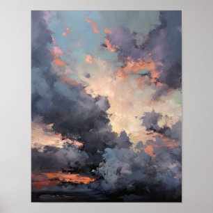 Nuvens no Impressão de pintura ao amanhecer