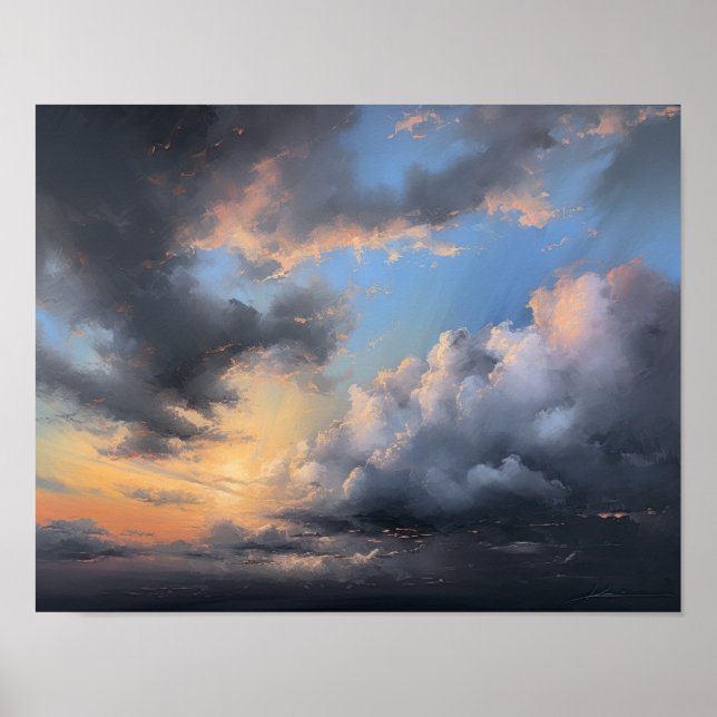 Nuvens no Impressão de pintura ao amanhecer (Frente)