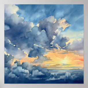 Nuvens no Impressão de pintura ao amanhecer