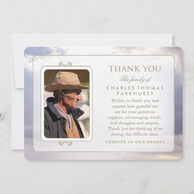 Nuvens pacíficas, Dourado Cartões de agradecimento (Frente)