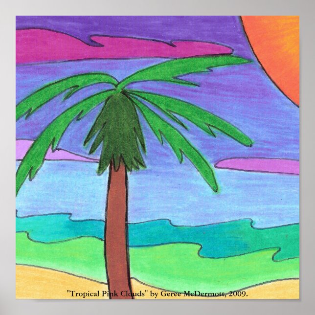 "Nuvens Rosa Tropicais" Poster (Frente)