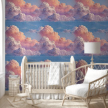 Nuvens Sonhadoras Rosa Suave Céu Azul Berçário