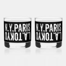 NY Paris Tokyo LA em Fonte Distorcida