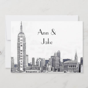 NYC Skyline 01 Convite de casamento gravado