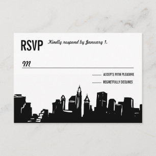 NYC Skyline Cartões RSVP De Casamento