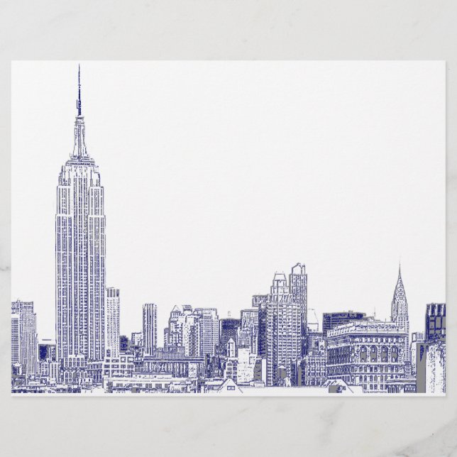 NYC Skyline Etch 01 Azul (Frente)