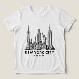NYC Skyline Illustration with Statue of Liberty
